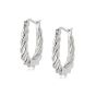 Daisy Stacked Rope Creole Hoop Earrings - Silver EB8016_SLV