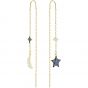 Swarovski Duo Moon Pierced Earrings, Teal, Mixed Plating 5412881