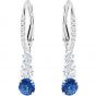Swarovski Attract Trilogy Round Pierced Earrings, Blue, Rhodium Plating 5416154