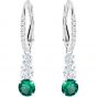 Swarovski Attract Trilogy Round Pierced Earrings, Green, Rhodium Plating 5414682