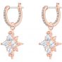 Swarovski Symbolic Star Hoop Pierced Earrings, White, Rose Gold Plating 5494337