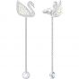 Swarovski Iconic Swan Pierced Earrings, White, Rhodium Plating 5429270