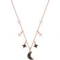 Swarovski Duo Moon Necklace, Black, Rose Gold Plating 5429737