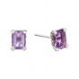 Elements Gold 9ct White Gold Amethyst Rectangle Earrings