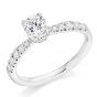 Brilliant Cut Engagement Ring with Diamond Collar and Band