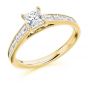 Princess Cut Diamond Solitaire with Baguette Shoulders Yellow Gold