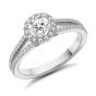 Brilliant Cut Halo Engagement Ring with Split Shank