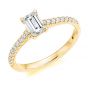 Emerald Cut Engagement Ring with Diamond Set Shoulders in Yellow Gold
