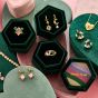 Amelia Scott Luna Mismatch Moon and Star Huggie Earrings in Emerald Zirconia Gold