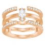 Swarovski Gray Ring, Medium, White, Rose Gold Plating 5294981