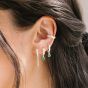 Daisy Green Aventurine Healing Huggie Hoop Earrings - Silver