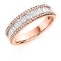 Raphael Collection Half Eternity Ring, Round and Baguette Cut Diamonds - Rose Gold