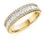 Raphael Collection Half Eternity Ring, Round and Baguette Cut Diamonds - Yellow Gold