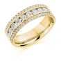 Raphael Collection Half Eternity Ring, Triple Band Micro-Claw Set Diamonds - Yellow Gold