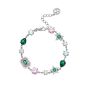 Amelia Scott Celeste Cluster Bracelet in Blush Pink Enamel, Emerald Green and Silver AS22SGB06