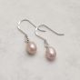 Jersey Pearl Hook Silver and Pink Pearl Earrings 