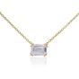 Georgini Elegant Essentials 7mm Emerald Cut Hidden Halo Gold Pendant Necklace. Item code IP1211G.