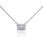 Georgini Elegant Essentials 7mm Emerald Cut Hidden Halo Silver Pendant Necklace. Item code IP1211W.