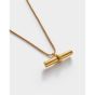 Katie Loxton Themis Waterproof Gold T-Bar Necklace. Item code KLJ6442.
