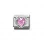Nomination Silver and Zirconia Classic Faceted Heart Charm - Pink - 330603/003
