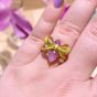 Amelia Scott Bow Gold Ring with Lime Green Enamel and Lilac - AS22TRR11M