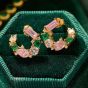 Amelia Scott Lottie Cluster Sideways Hoop Earrings with Flamingo Zirconia Gold