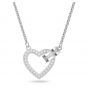 Swarovski Lovely Heart Necklace - White with Rhodium Plating 5636444