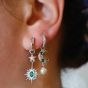 Amelia Scott Luna Moon and Star Huggie Earrings in Emerald Green and Silver