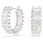 Swarovski Matrix Hoop Earrings Baguette Cut - White with Rhodium Plating - 5733397