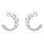 Swarovski Matrix Crystal Pearl Hoop Earrings - White with Rhodium Plating 5692260