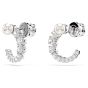 Swarovski Matrix Crystal Pearl Hoop Earrings - White with Rhodium Plating 5692260