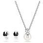 Swarovski Matrix Crystal Pearl Pendant and Earring Set - White with Rhodium Plating 5689624