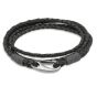 Unique & Co. Men's Double Wrap Antique Black Leather Bracelet with Shrimp Clasp
