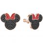 Swarovski Mickey & Minnie Pierced Earrings, Black, Rose Gold Plating 5446390