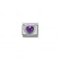 Nomination Silver and Zirconia Classic Faceted Heart Charm - Purple - 330603/001