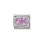 Nomination Classic Faceted Pink Cubic Zirconia Charm - Sterling Silver Twist Setting