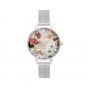 Olivia Burton Sparkle Floral Mother of Pearl and Silver Mesh Watch OB16BF32