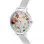 Olivia Burton Sparkle Floral Mother of Pearl and Silver Mesh Watch OB16BF32