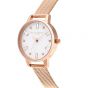 Olivia Burton Bejewelled White Dial and Rose Gold Mesh Watch OB16BJ02