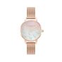 Olivia Burton Sparkle Butterfly Midi Blush Dial With Blue Mother Of Pearl Rose Gold Mesh Watch OB16MB38