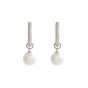 Olivia Burton Antique Pearl Charm Silver Hoop Earrings OBJCOE163