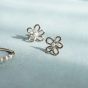 Daisy Bow Stud Earrings  - Silver BPE01_SLV