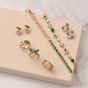 Amelia Scott Celeste Cluster Bracelet in Blush Pink Enamel, Emerald Green and Gold