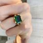 Shyla London Square Claw Ring - Emerald Green