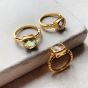 Shyla Clara Gold Cocktail Ring - Soft Green
