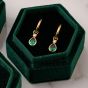 Amelia Scott Sofia Teardrop Gold Huggie Hoop Earrings in Emerald Green