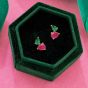 Amelia Scott Sofia Teardrop Gold Stud Earrings with Pink and Emerald Zirconia AS22TRE05