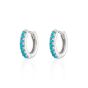 Scream Pretty Huggie Hoop Earrings With Turquoise Stones - Silver SPESSS133