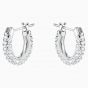 Swarovski Stone Pierced Earrings Set, White, Rhodium Plating - 5437971