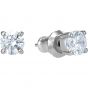 Attract Stud Pierced Earrings, White, Rhodium plated 5509937